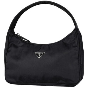 Prada PRADA Logo Plate Handbag Nylon Nero (Black) MV515 Women's